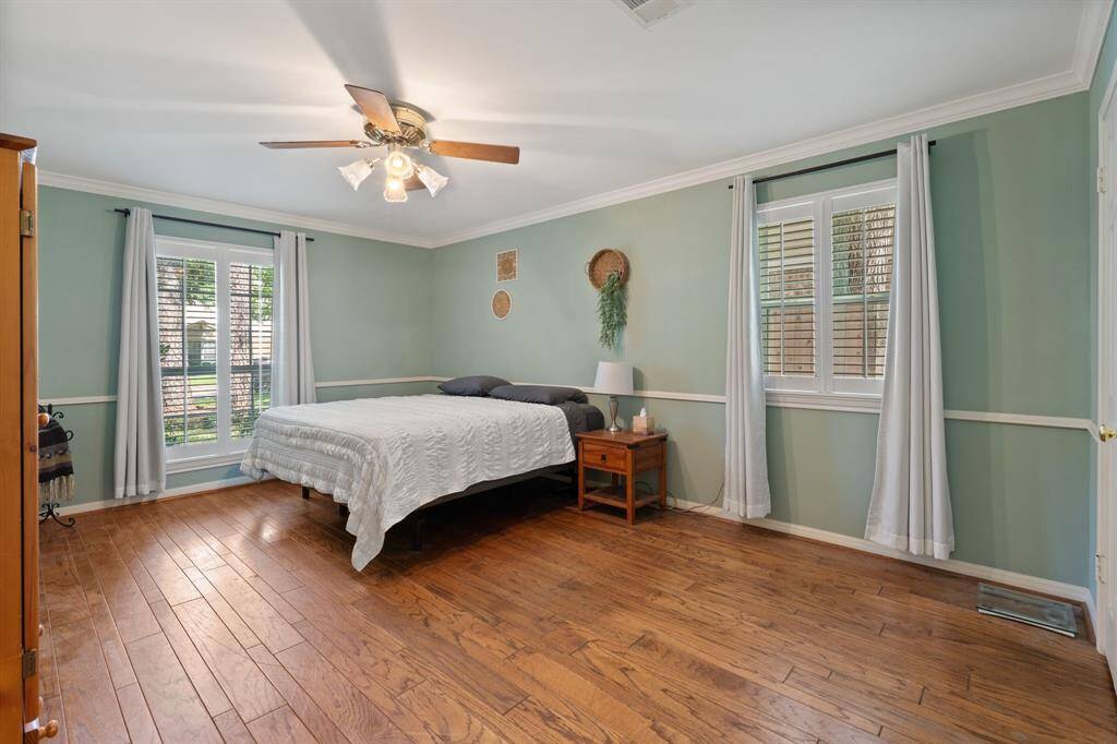 The primary bedroom is so big and conveniently located on the first floor.