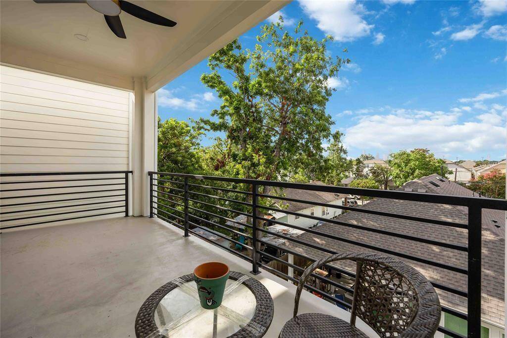 Enjoy glorious views of downtown Houston and sunsets from home with a a cool beverage.