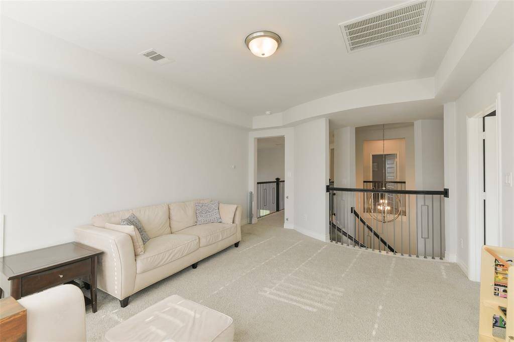 This spacious game room overlooks the curving staircase and just adds to the entertainment or relaxation opportunities in this home.