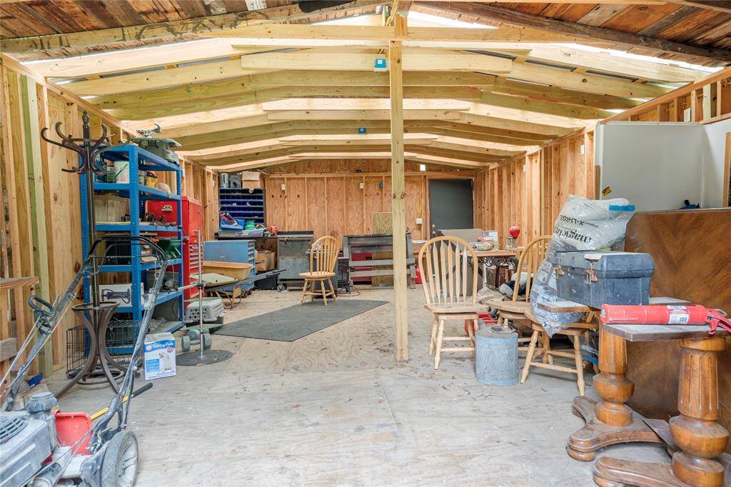 A standout feature of the property, this large 20 x 34 workshop is a dream for hobbyists, makers, or anyone in need of extra storage. With ample space and existing framework, it's ideal for a future upgrade into a full studio or project space.