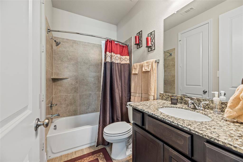 A full bathroom downstairs for the downstairs guest bedroom.