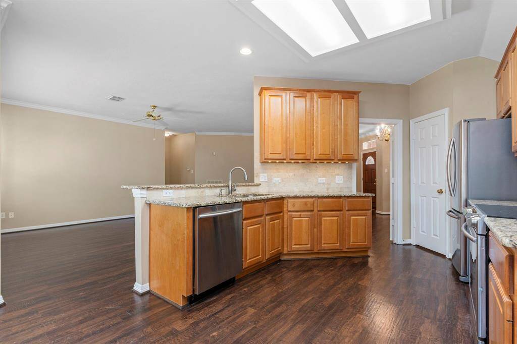 Kitchen open to living room