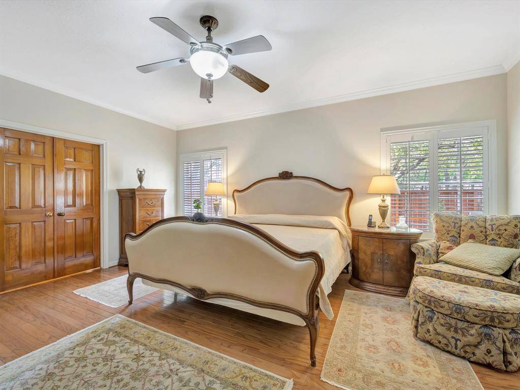 Another view of primary bedroom, french doors lead to study/library/sitting room