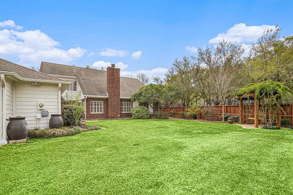 Huge pool size yard, pots to left are rain water catchers for your plants