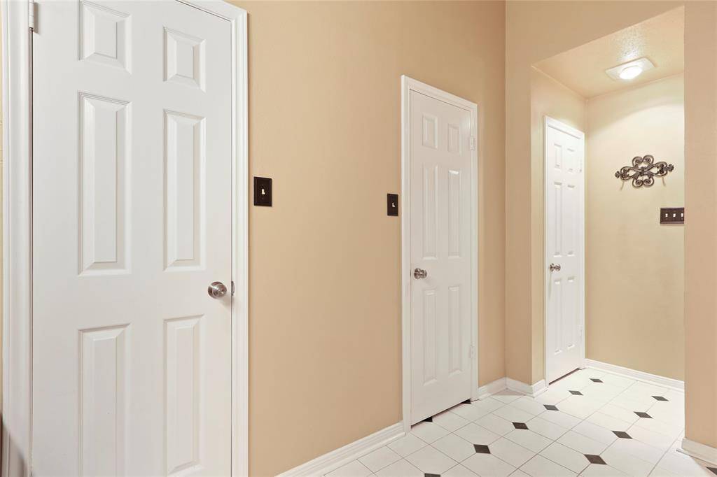 Two walk-in closets provide ample storage space.
