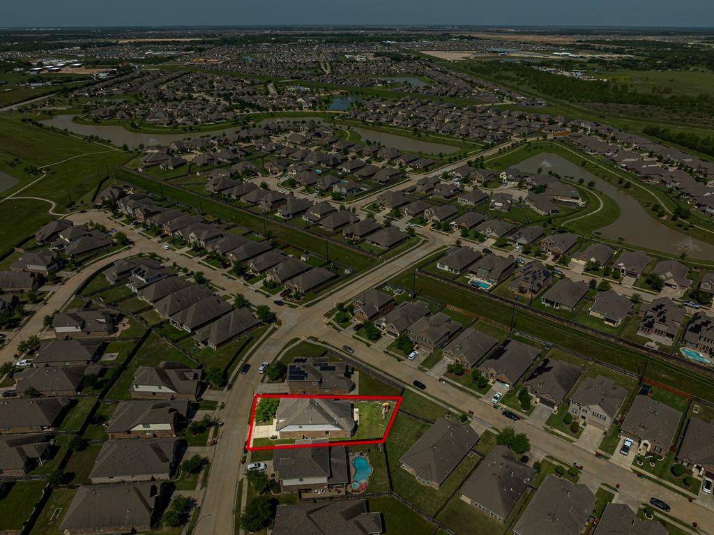 Aerial view of the HUGE backyard