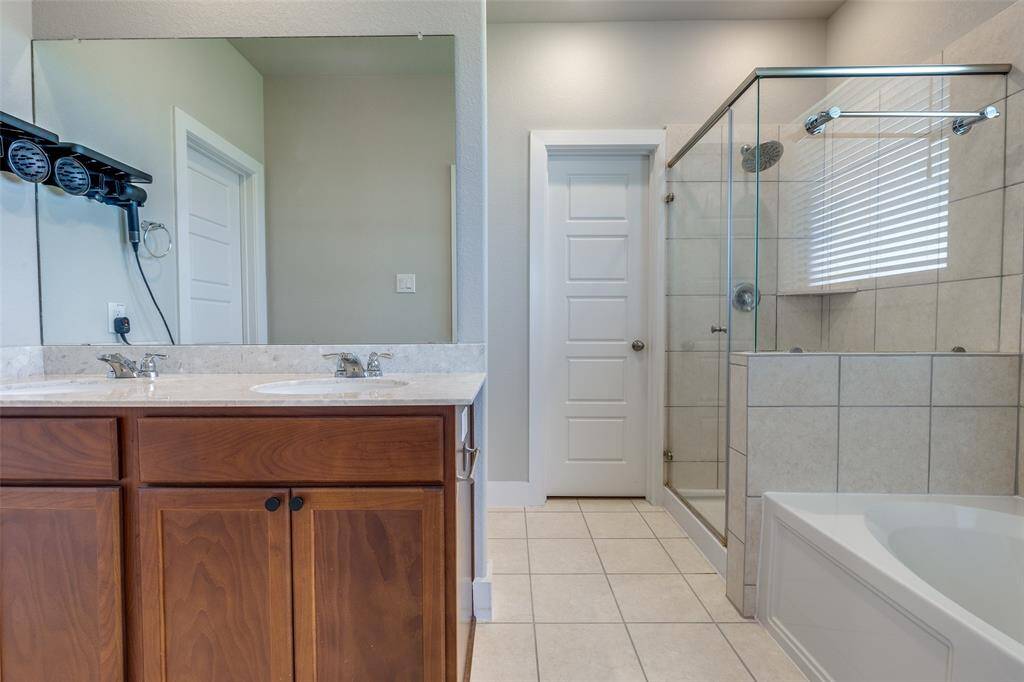 Large soaking tub and separate shower