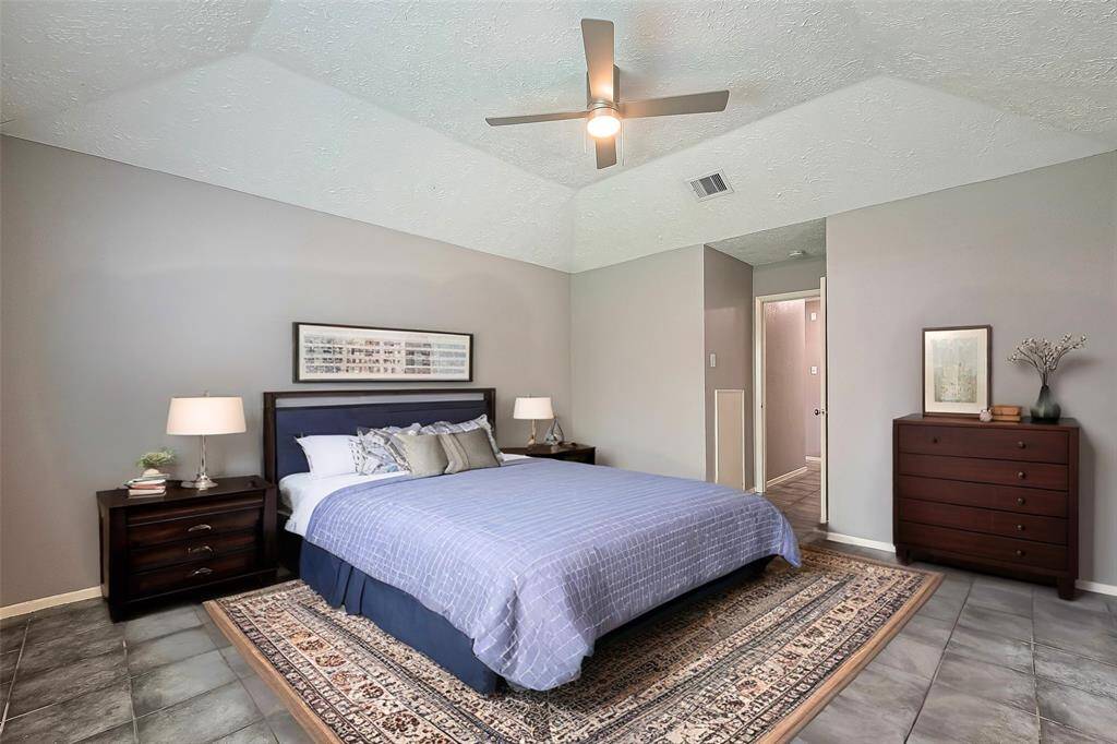 Virtually staged primary bedroom