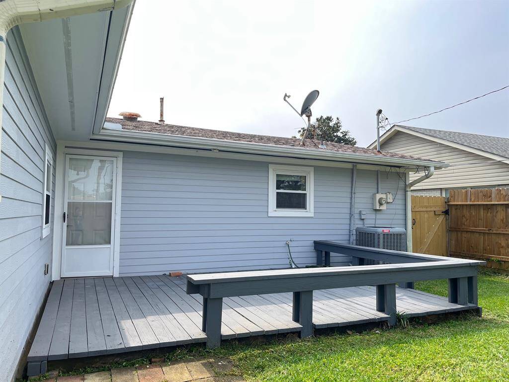 Backyard with wooden deck