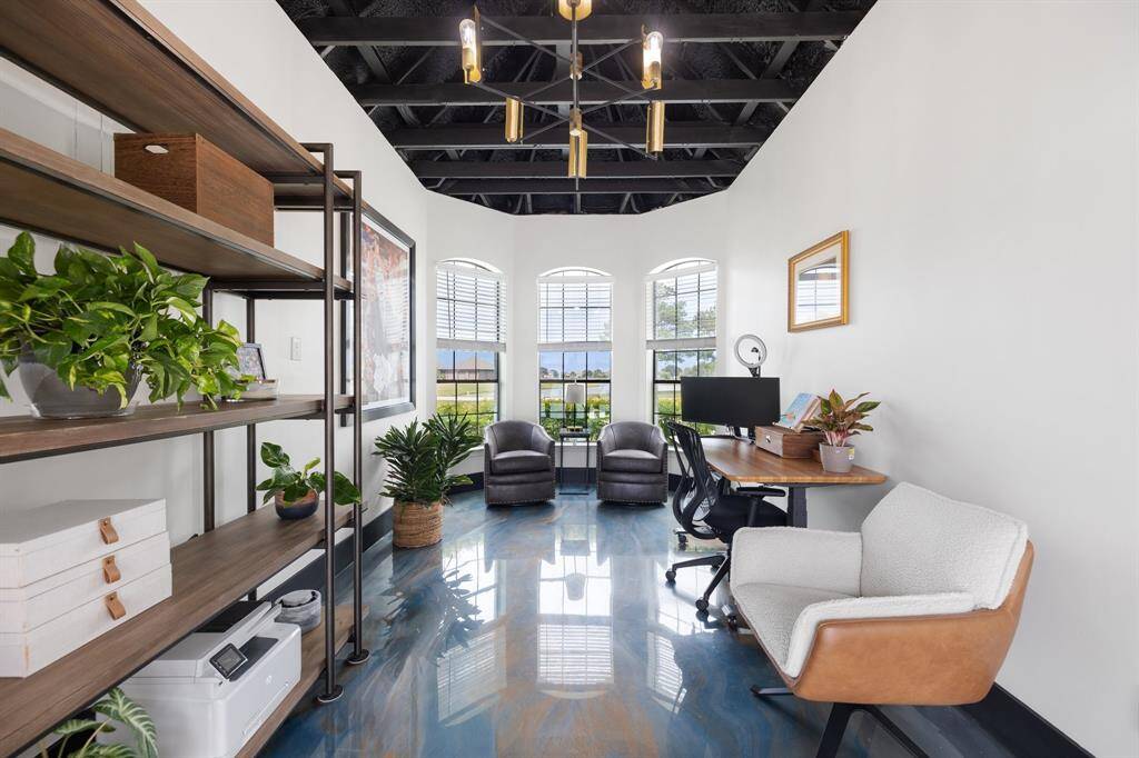 Detached Climate Controlled 3rd Car Garage/Office Space.  Office items are not built in and space can function as a traditional 3rd car garage.