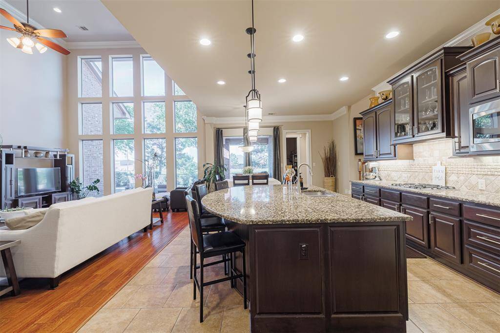 A view of the kitchen from the butler's pantry.