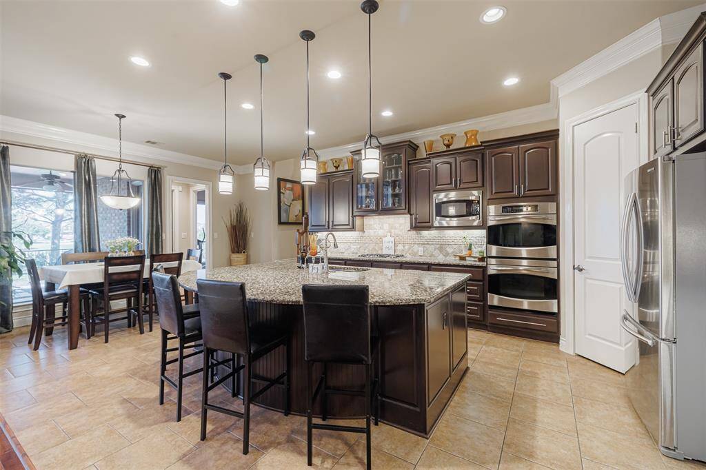 View of the kitchen and breakfast area.