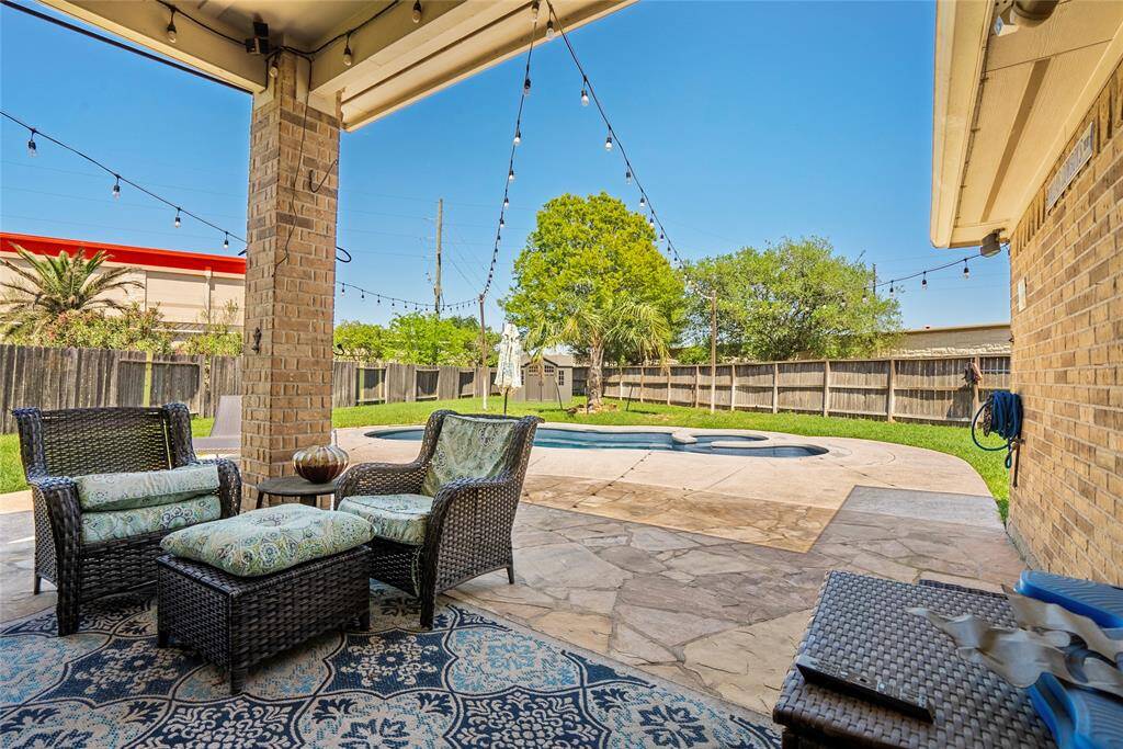 Covered patio perfect for summer get togethers
