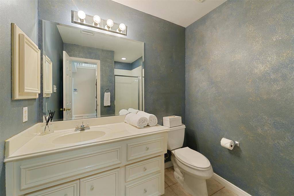 Full bath with shower located on first floor.