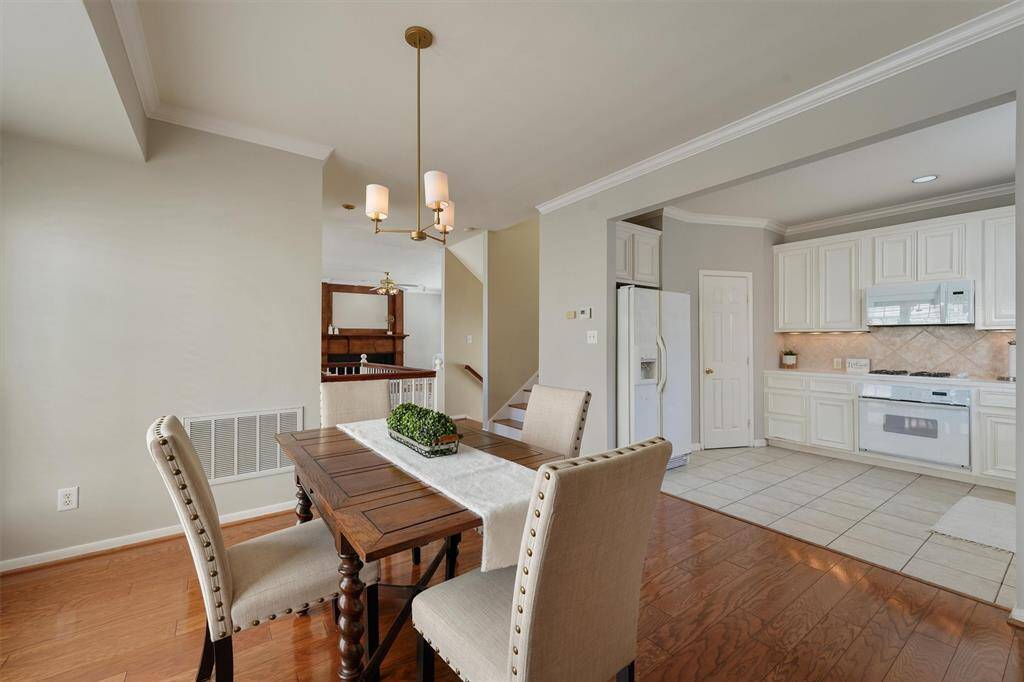 Dining is also open to the kitchen area.