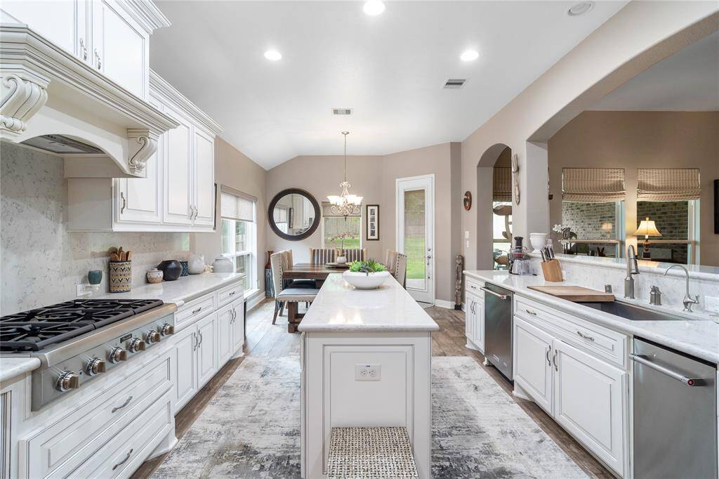 Stainless steel appliances and tons of storage space.