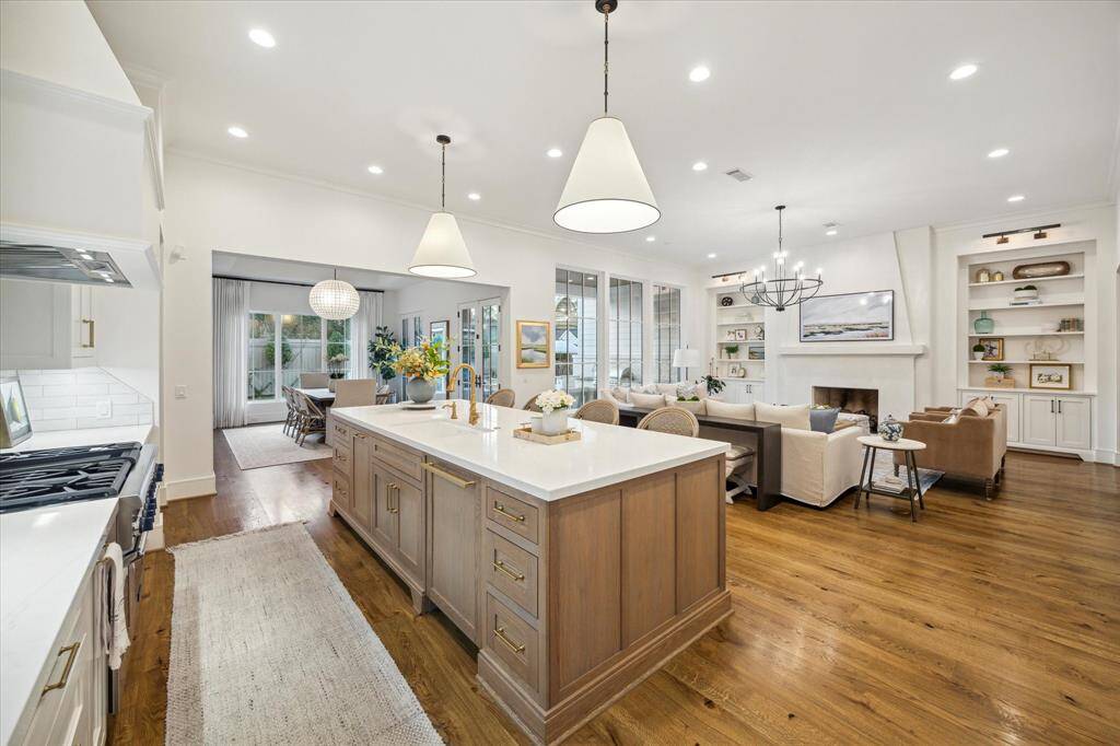 Oversized white oak island showcased