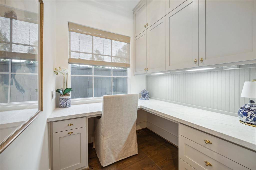 Study nook off back hallway of kitchen. Makes for an ideal secondary work from home space.