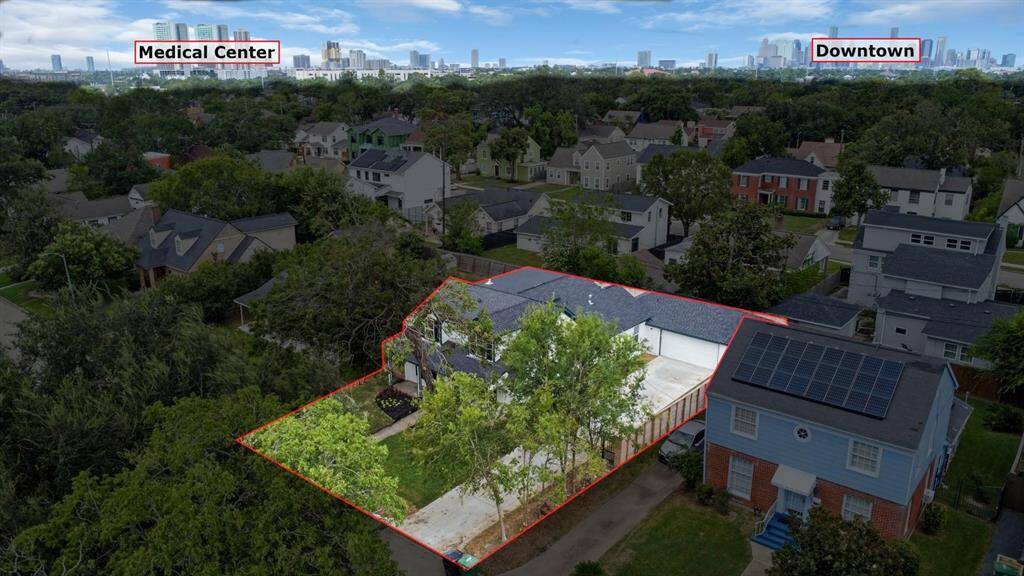 Aerial View of this gorgeous home showing close proximity to downtown and the medical center.