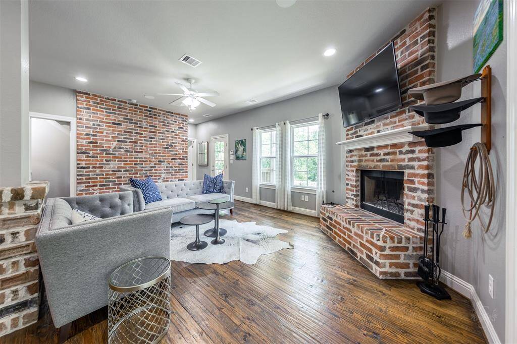 Gorgeous hand scraped wood floors throughout most of this level.