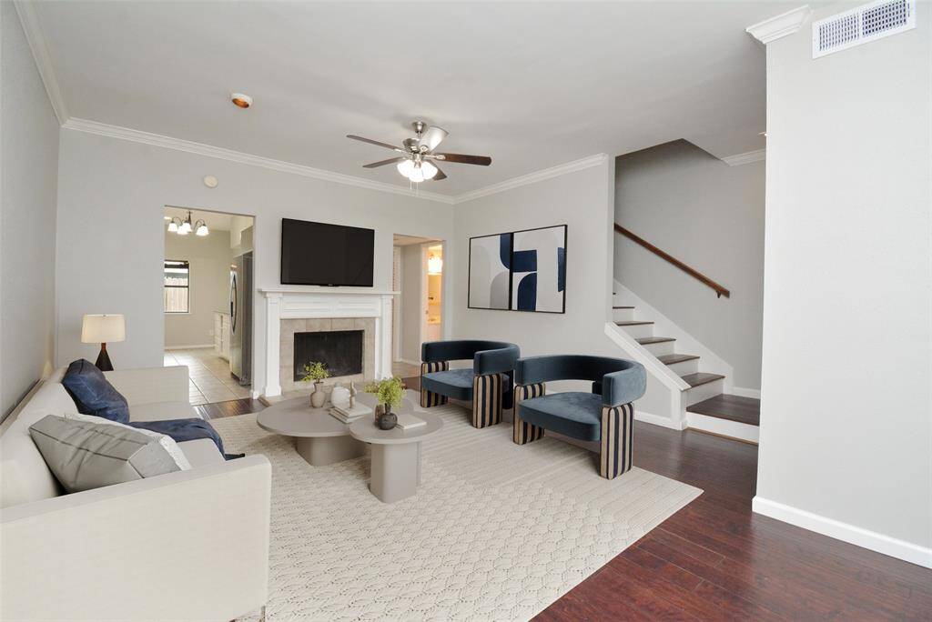 Living room virtually staged.