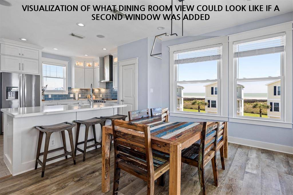 Simulation of Dining Room View after installing an additional window was installed.  It's feasible to add a window here, bids available upon request.