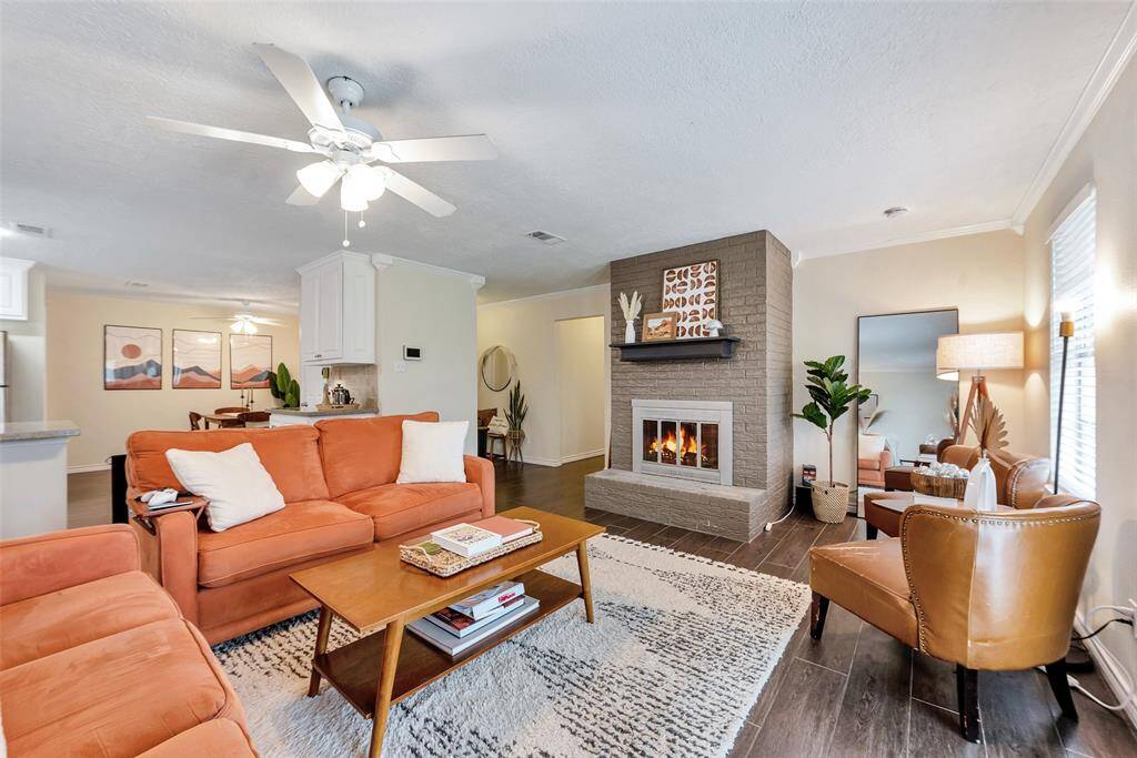 Warm and inviting fireplace in a contemporary accent color.