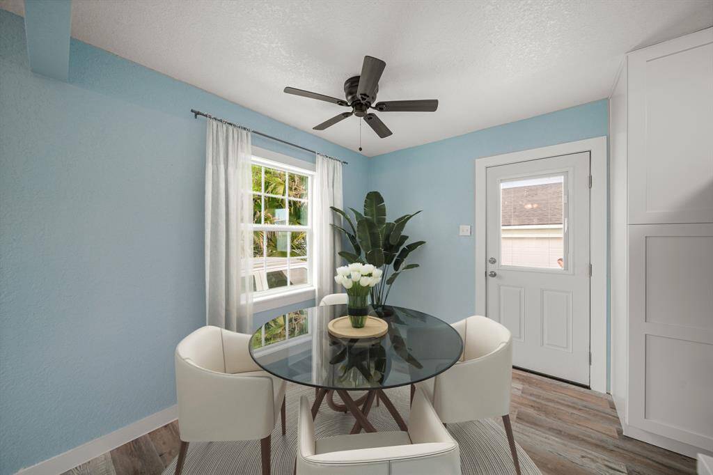 Virtually staged breakfast nook.