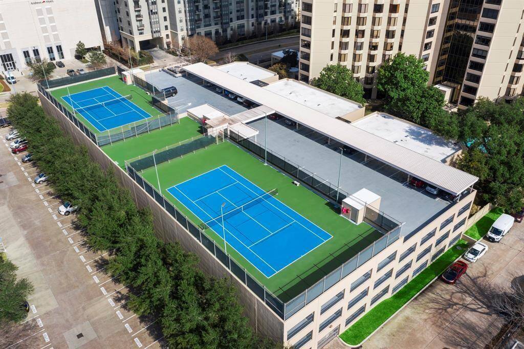 Aerial of private tennis courts/pickle ball courts