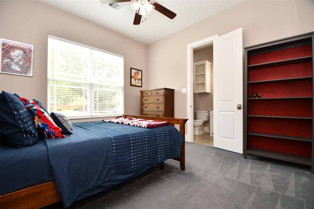 Private suite with its own bath and big, sunny windows. Ideal for growing independence—with a door you can close when laundry piles up.