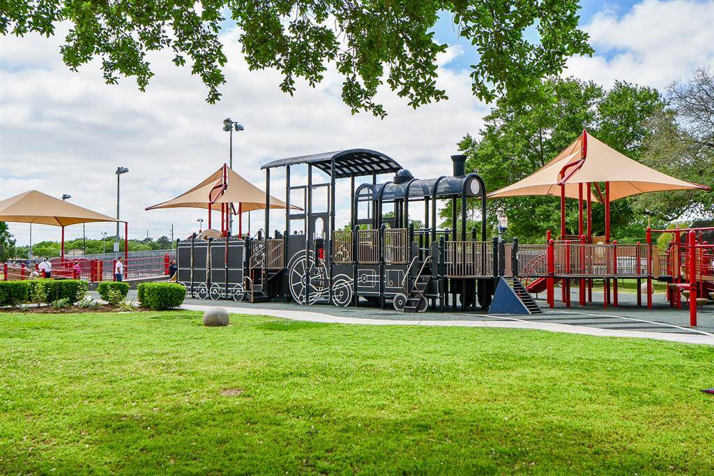 This train-themed playground is a hit with all ages, featuring fun climbing structures, slides, and shaded play areas. Designed for accessibility and imagination.