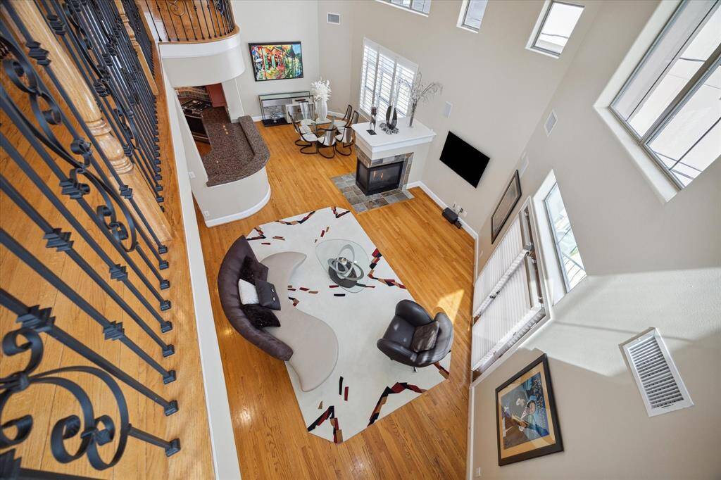 View from third floor balcony to the second floor