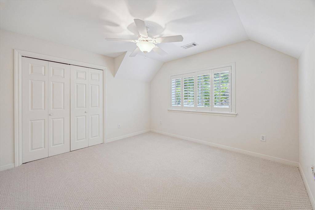 Fourth bedroom up has nice sized carpet, plantation shutters, new carpet and plenty of space to be a bedroom or secondary study.