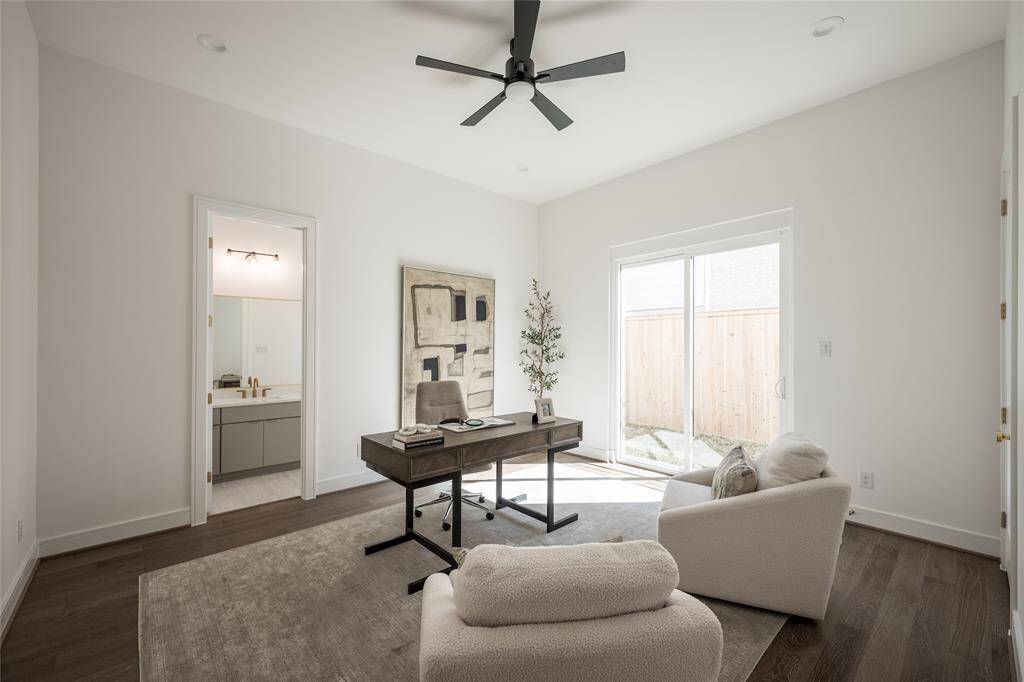 This private office space maximizes functionality with an open yet serene design.