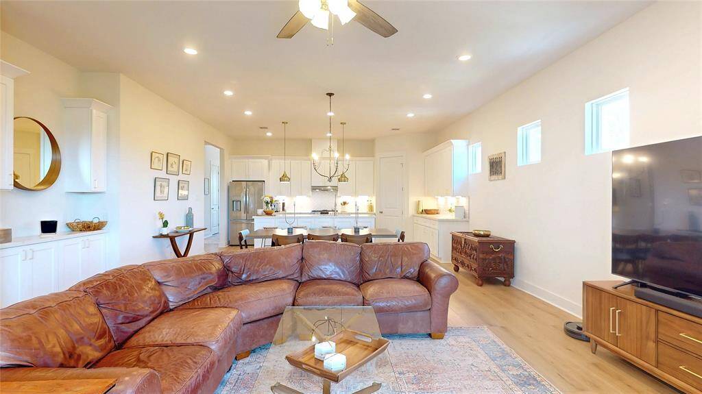 Living Area, open to the kitchen and dining room.