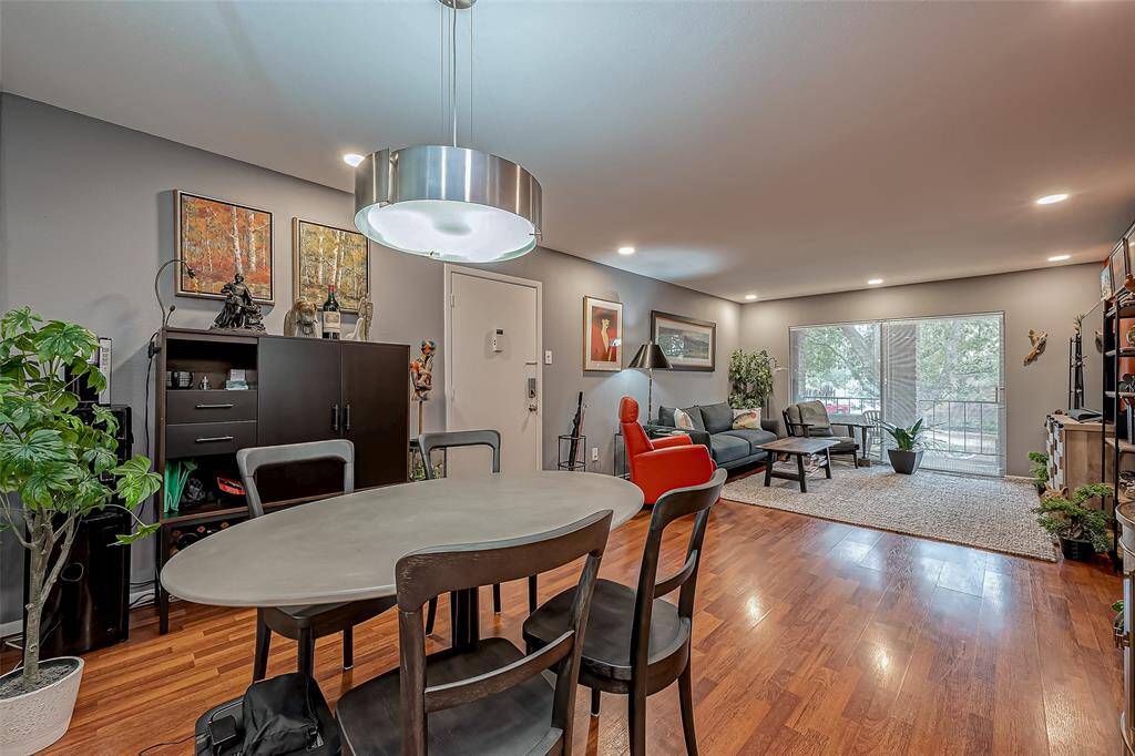 The dining space (13X11) is open to the living area and next to the kitchen.