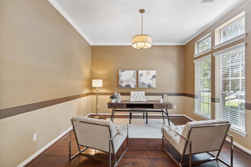 To the right of the foyer is the dedicated office space.