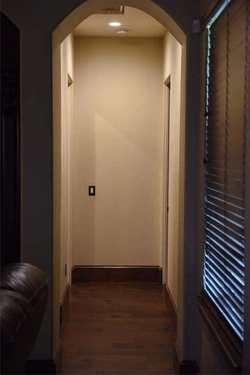 walk in shower, with customer tile work and barrel ceiling.