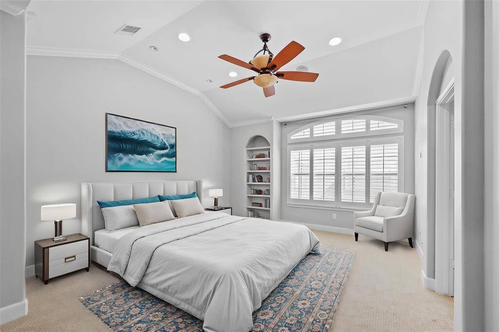 Virtually staged primary bedroom