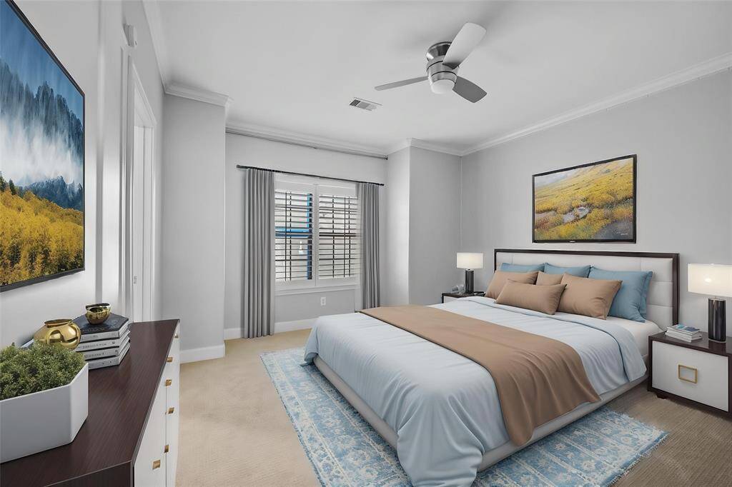 Virtually staged additional bedroom on the third floor
