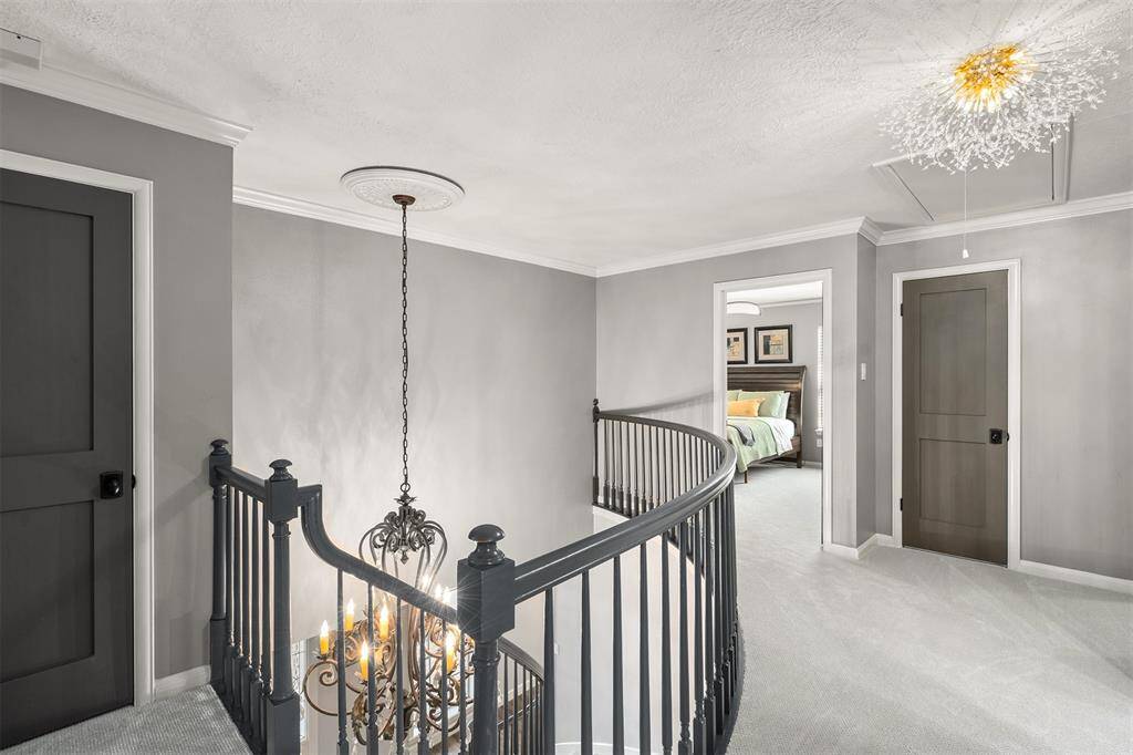 Upstairs landing with 3 closets - linen, 2 walk-in closet (one with cedar)