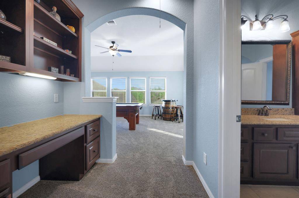 Hallway with built in study area