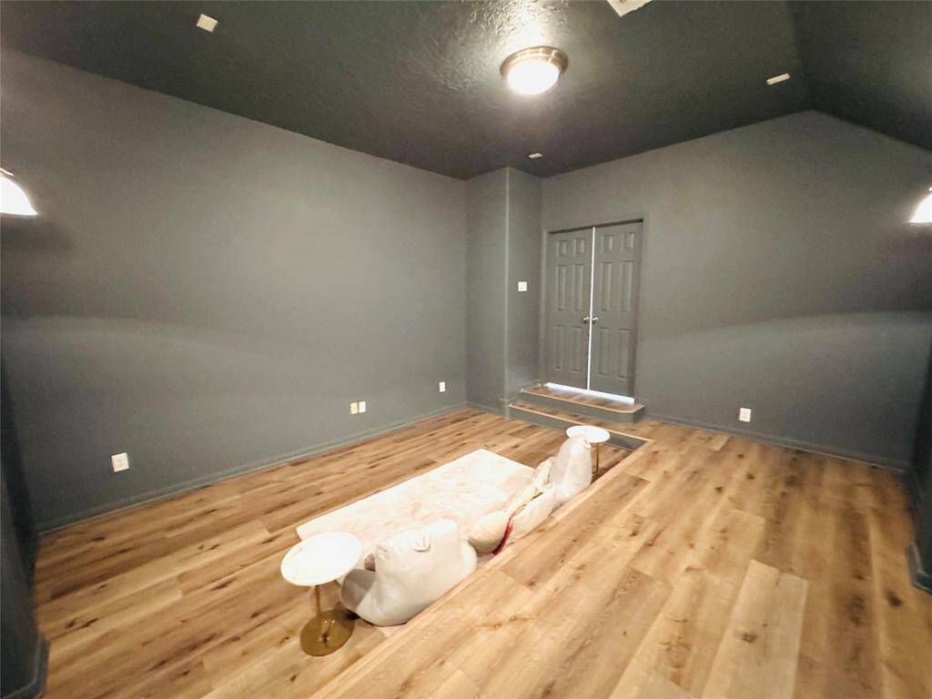 It has several levels for custom seating configurations and has wiring for surround sound!