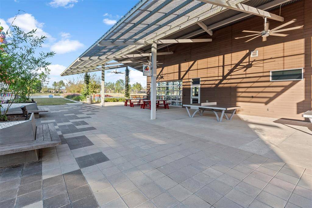 Outdoor area with ping pong table