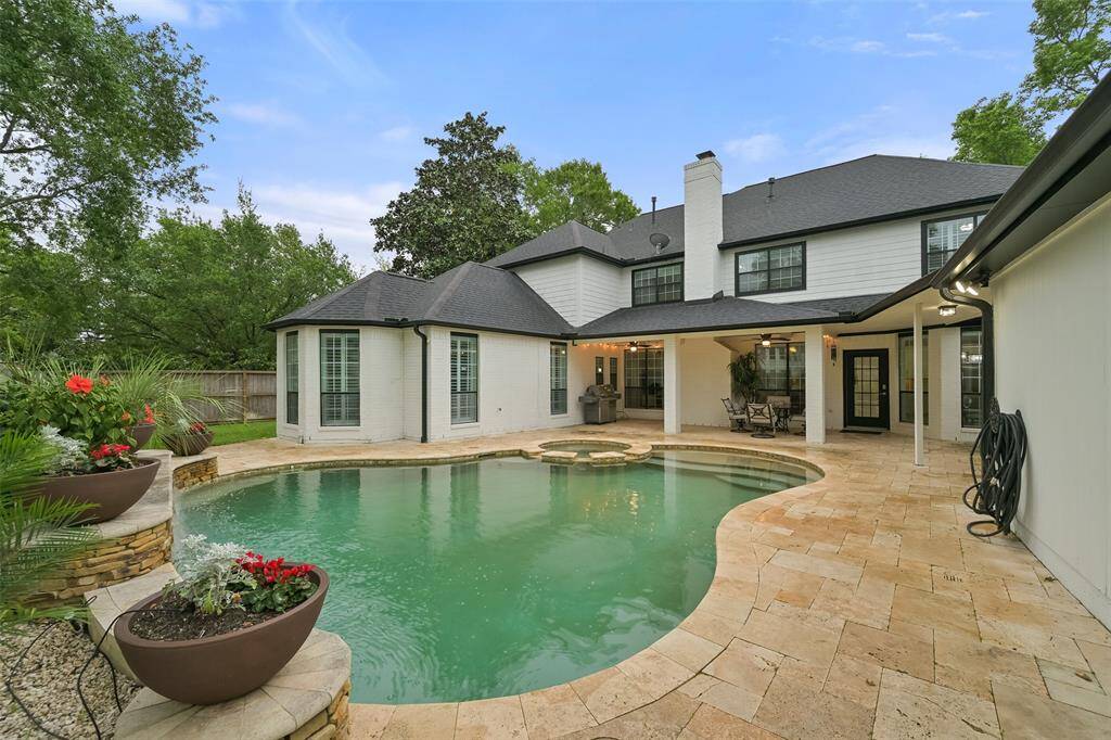 Looking back at the house and the outdoor covered patio.