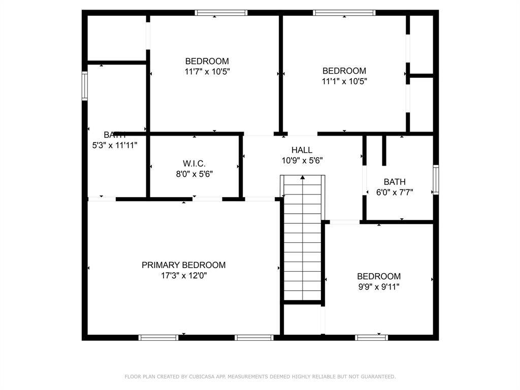 An approximate floorplan sketch of the second floor.