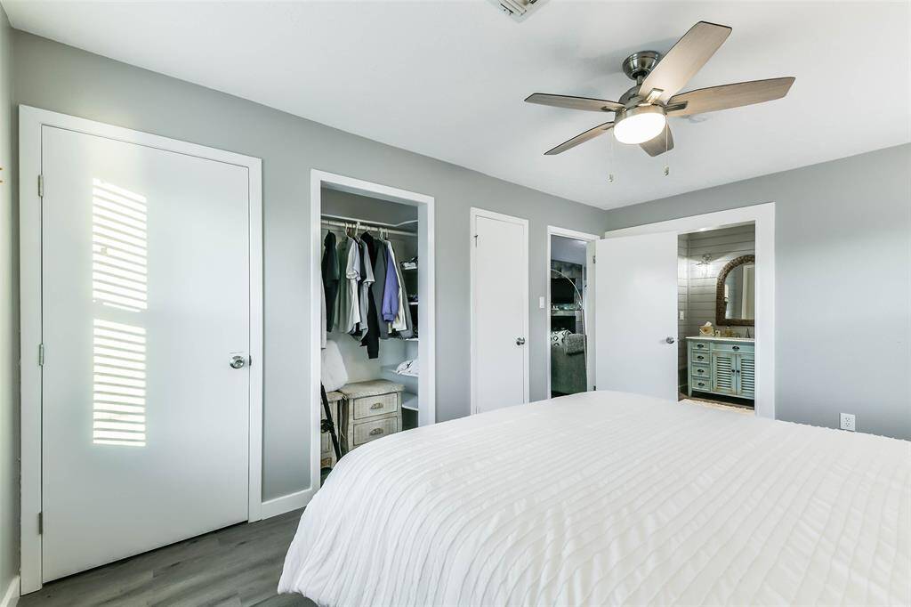 The primary bedroom features two closets.