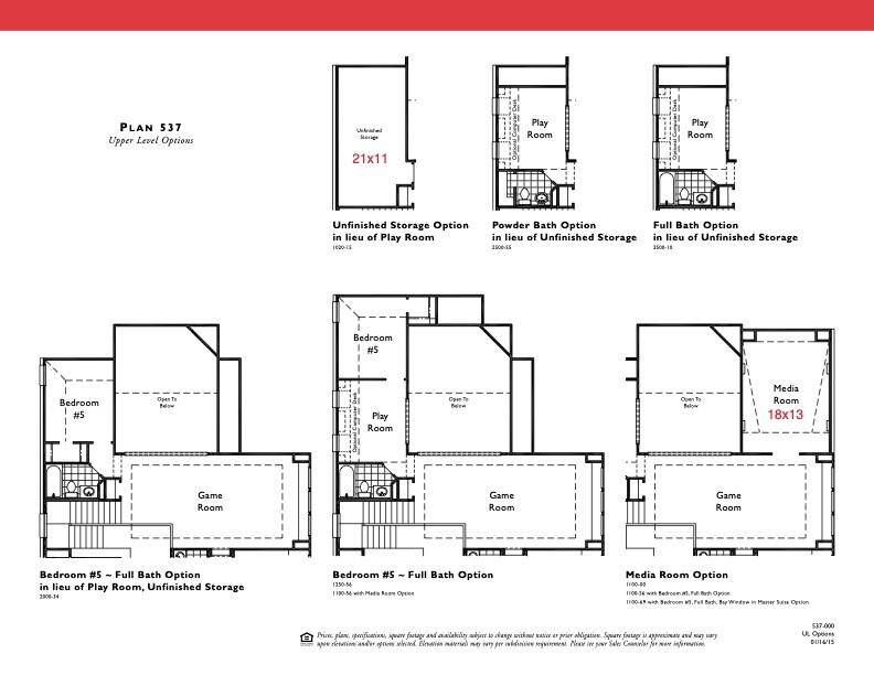 Second floor -upgrade floor plan - Bedroom 5 and Media options have been included in this home, room dimensions are approximate and should be verified by buyers.