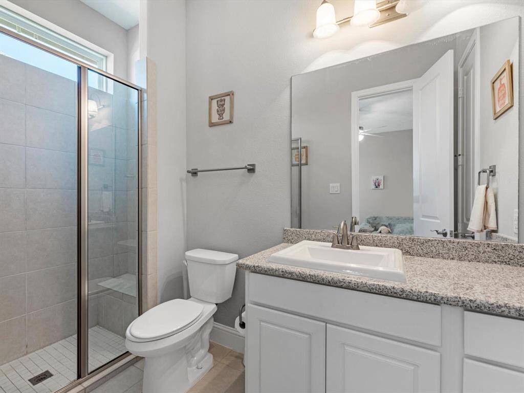 Ensuite bathroom features large shower!