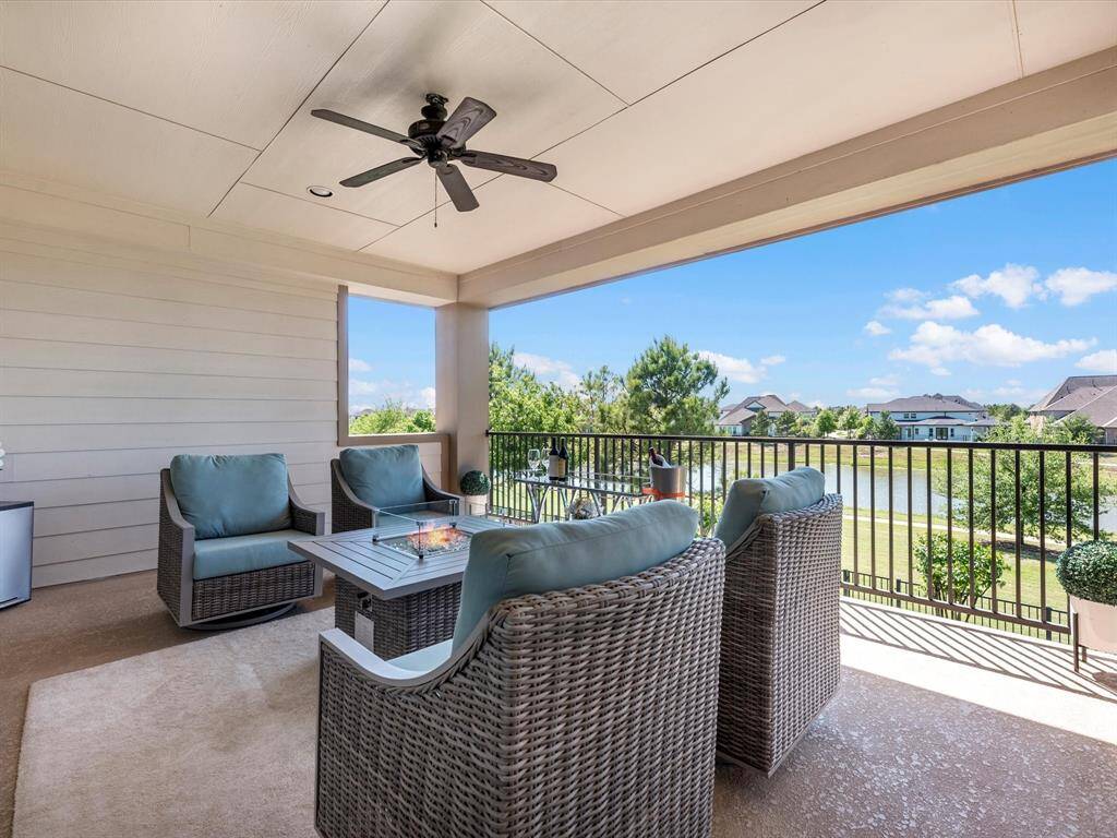Alternative view of the covered balcony with lake views.